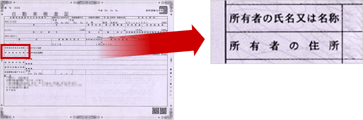 車検証の「所有者」欄拡大図