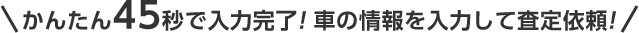 かんたん45秒お車の情報を入力して査定依頼!